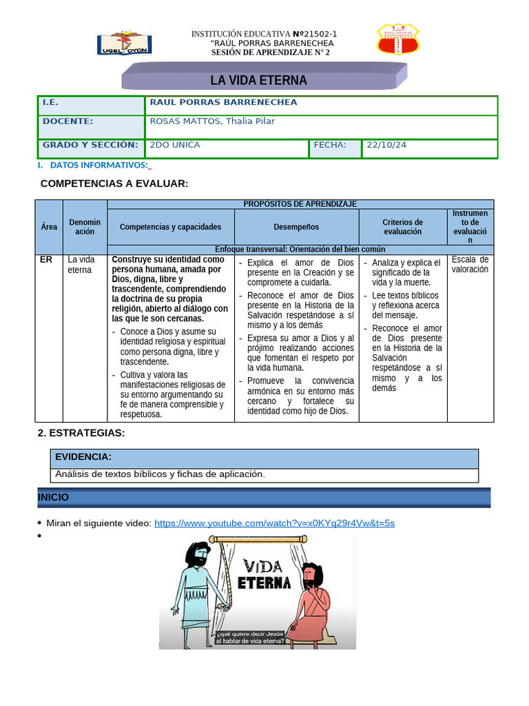 Sesión de Aprendizaje: La Vida Eterna | PDF | Purgatorio | Infierno