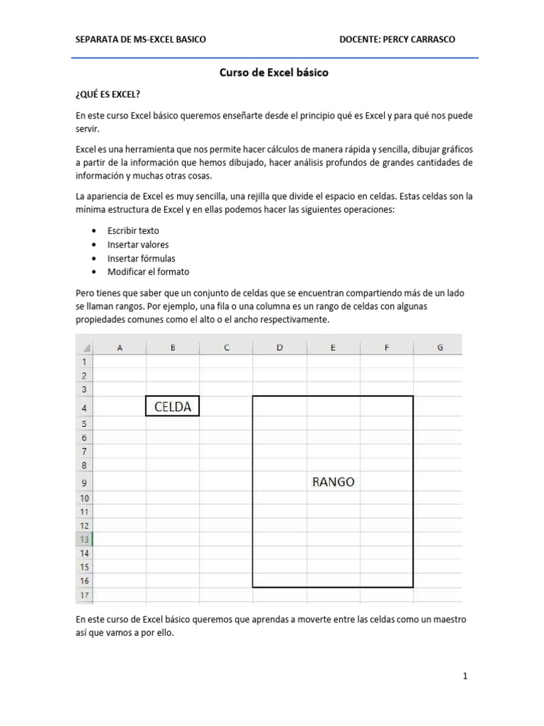 Curso de Excel Básico para Principiantes | PDF | Microsoft Excel ...