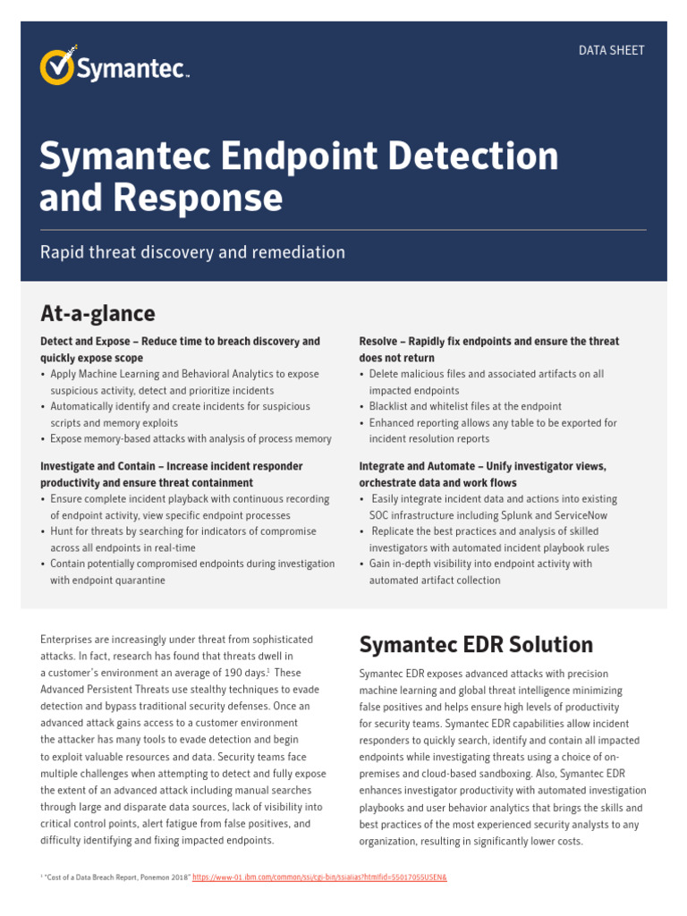 Symantec EDR: Advanced Threat Detection | PDF | Computer Security ...
