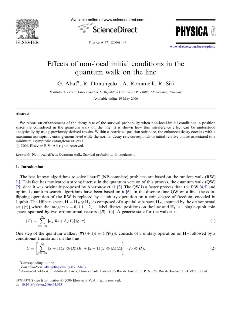 Effects of Non-Local Initial Conditions in The Quantum Walk On The Line ...