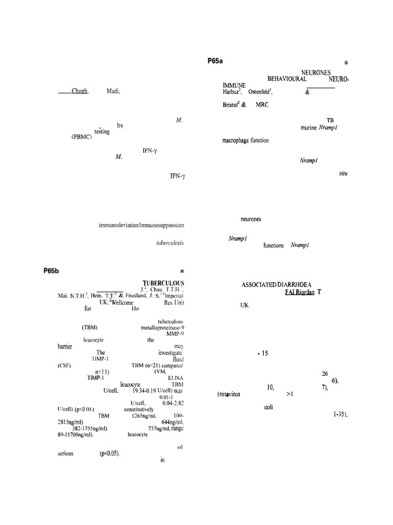 FIS 99 Abstracts P 6 5 P65a : Nrampi Nfampl Gene | PDF | Tuberculosis ...
