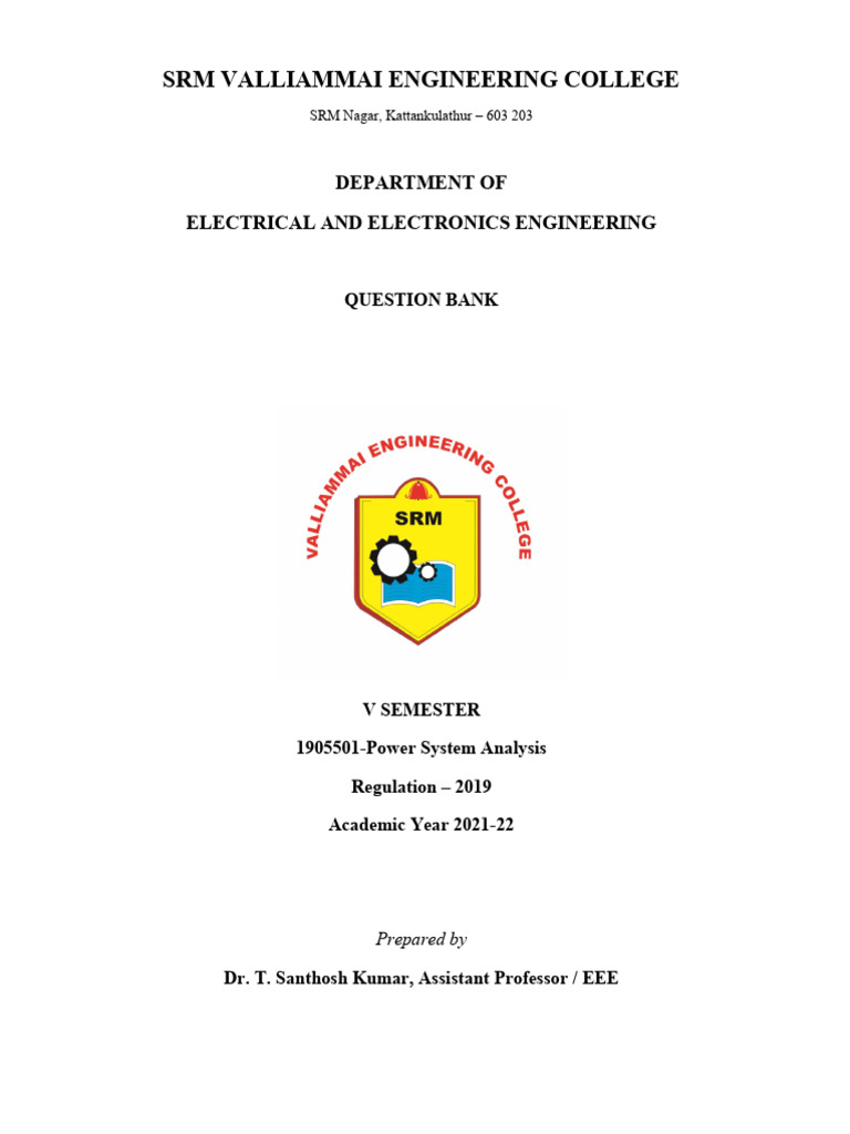Power System Analysis Question Bank | PDF | Electrical Impedance ...