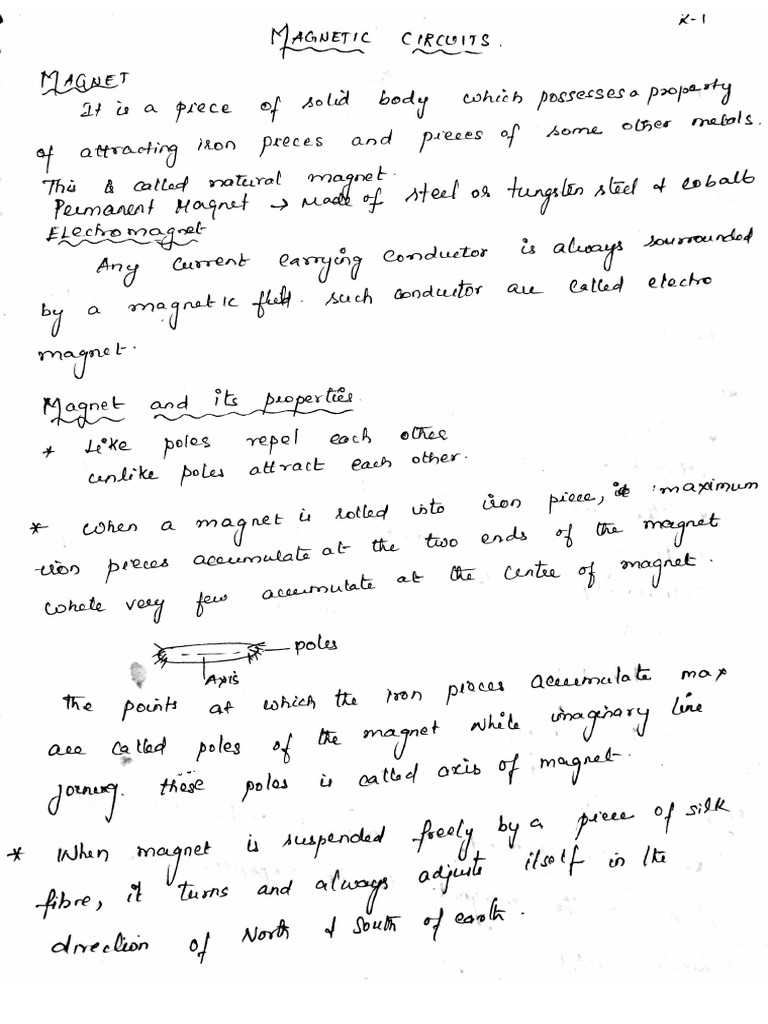 Unit 1 magneticcircuits hand written notes pdf
