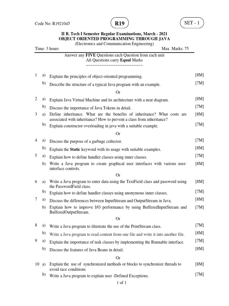 Object Oriented Programming Through Java March 2021 (1) | PDF | Class ...