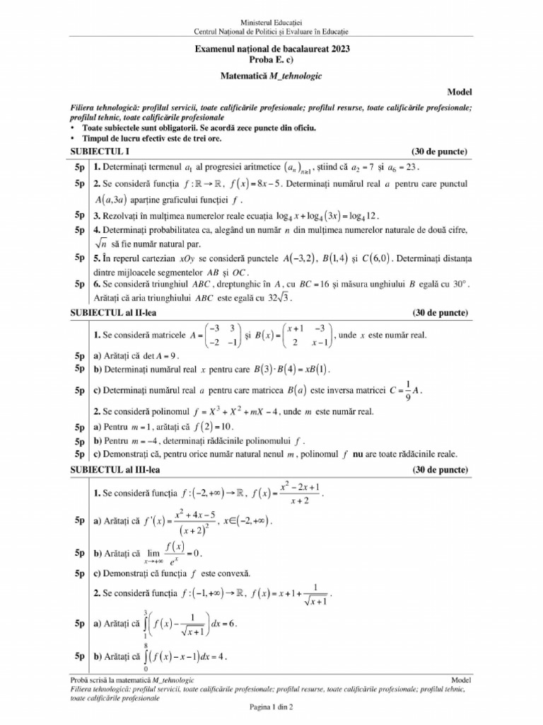 Model BAC2023 TEHNO | PDF