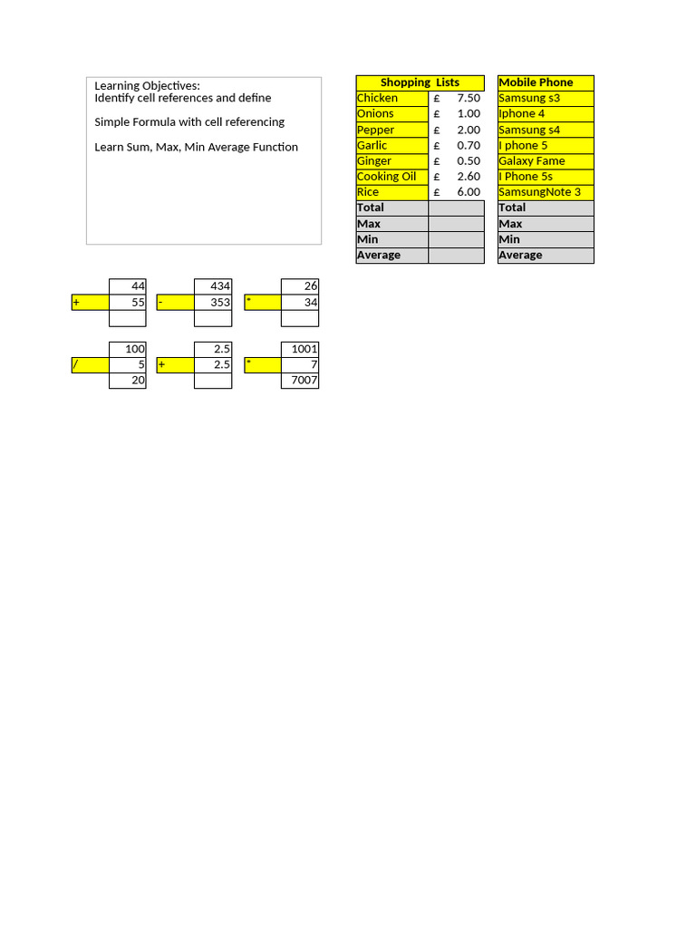 Spreadsheet Task Part 1 Blank 1 Pdf Htc Blackberry
