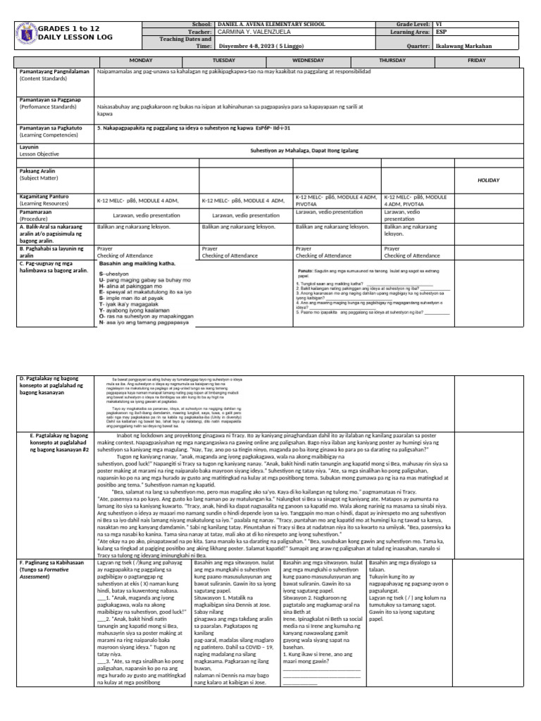 DLL - Esp 6 - Q2 - W5 | PDF