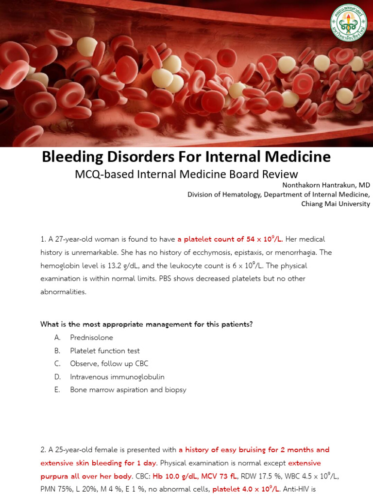 Thrombocytopenia Management Insights | PDF | Coagulation | Bleeding