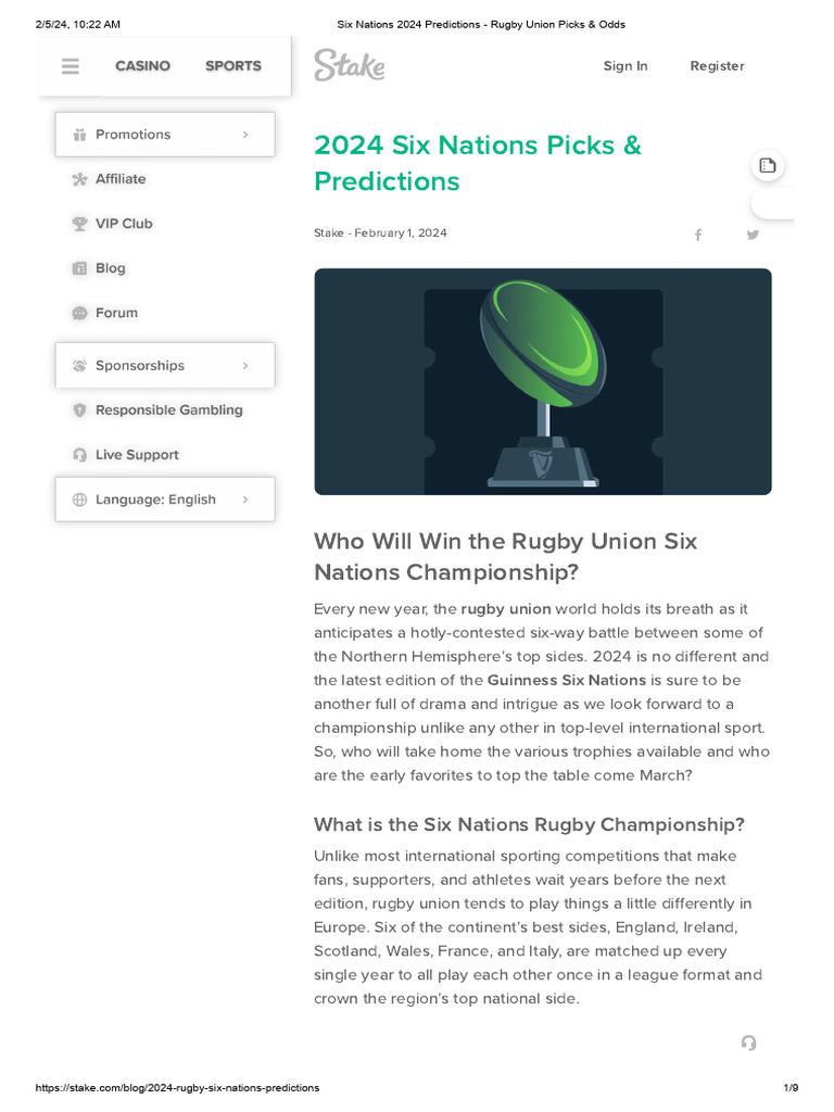 Six Nations 2024 Predictions | PDF | Sports | Rugby Union Teams