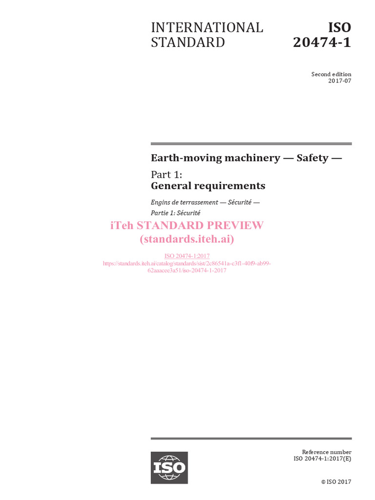 ISO 20474-1: Earth-Moving Safety Standards | PDF | International ...