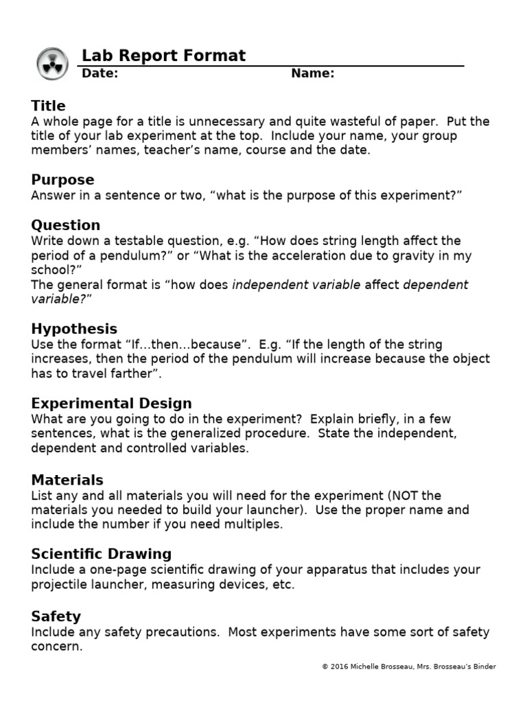 Lab Report Template 10 PDF Experiment Data