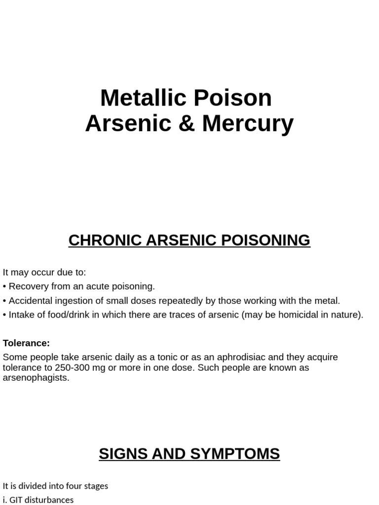 Chronic Arsenic and Mercury Poisoning | PDF | Arsenic | Mercury (Element)