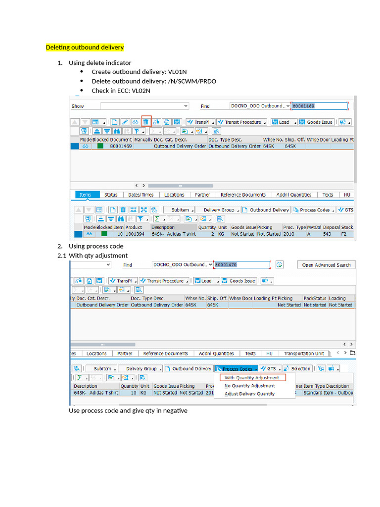 Deleting Outbound Delivery | PDF | Warehouse | Supply Chain Management