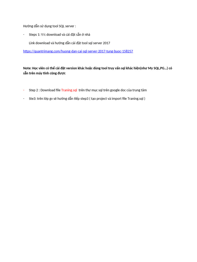 Huong dan cai dat tool sql server 2017 pdf
