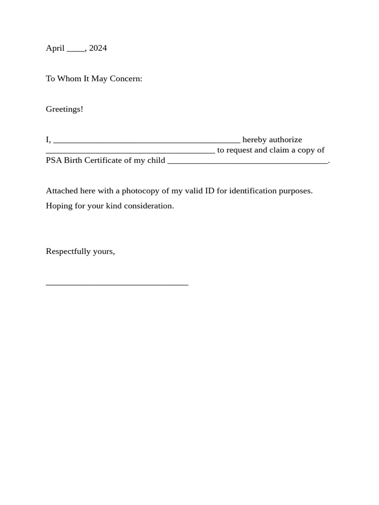 PSA Birth Certificate Authorization | PDF | Career & Growth