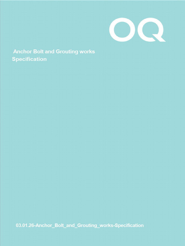 Anchor Bolt and Grouting Specification | PDF | Screw | Concrete