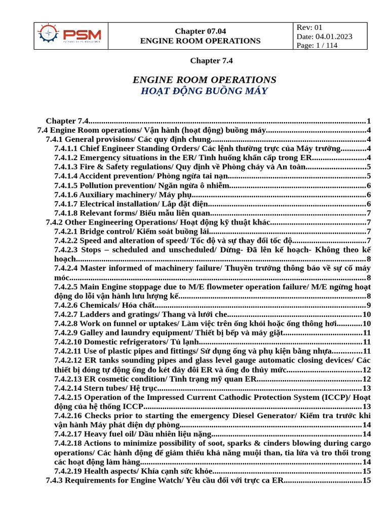 Chapter 07.04. Engine room operations | PDF