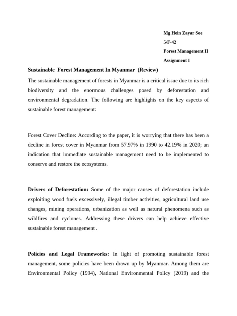 Sustainable Forest Management in Myanmar | PDF | Forestry | Sustainability