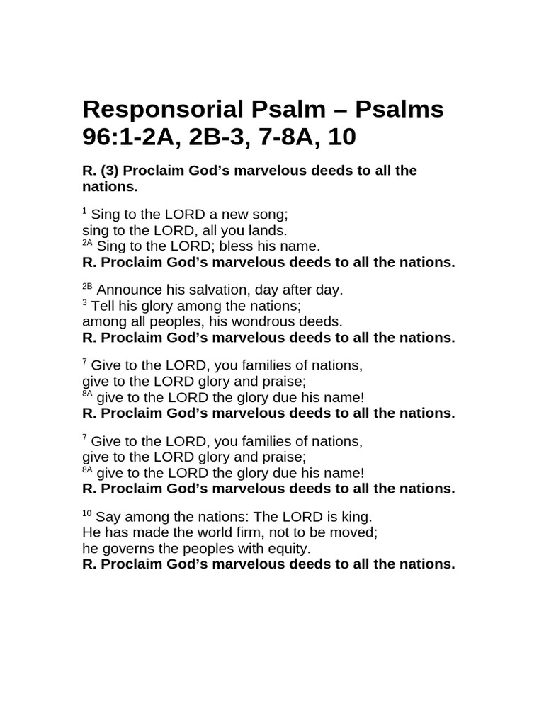 Responsorial Psalm - Psalms 96 | PDF | Religion & Spirituality