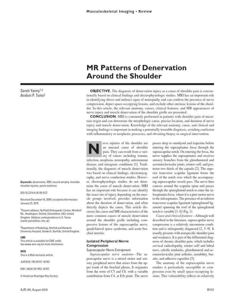 Mr Patterns of Denervation Around the Shoulder | PDF | Human Anatomy ...