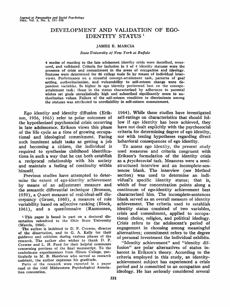 Ego Identity Status Development Study | PDF | Identity (Social Science ...