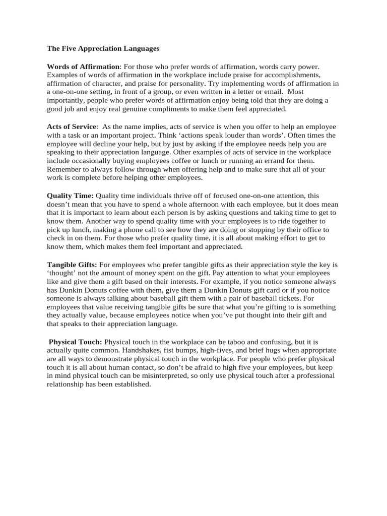 Understanding Appreciation Languages | PDF | Gift