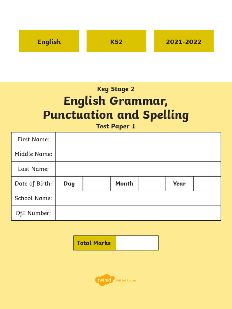 KS2 English Test Paper | PDF | Question | Verb