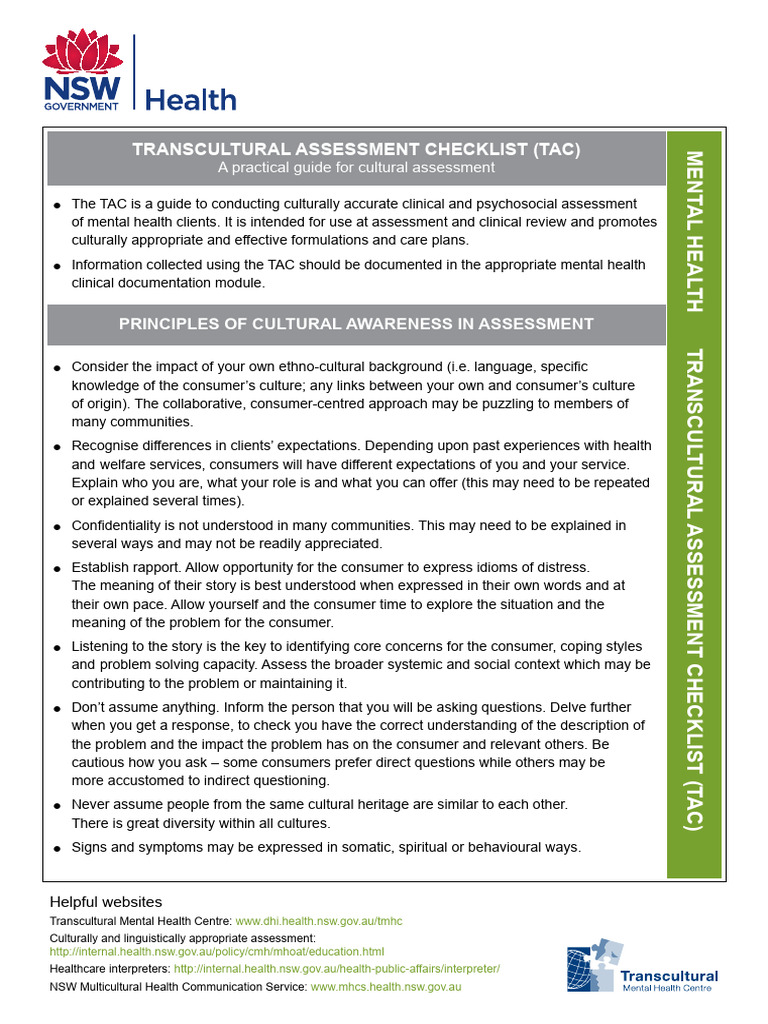 Transcultural Mental Health Assessment Guide | PDF | Mental Health ...