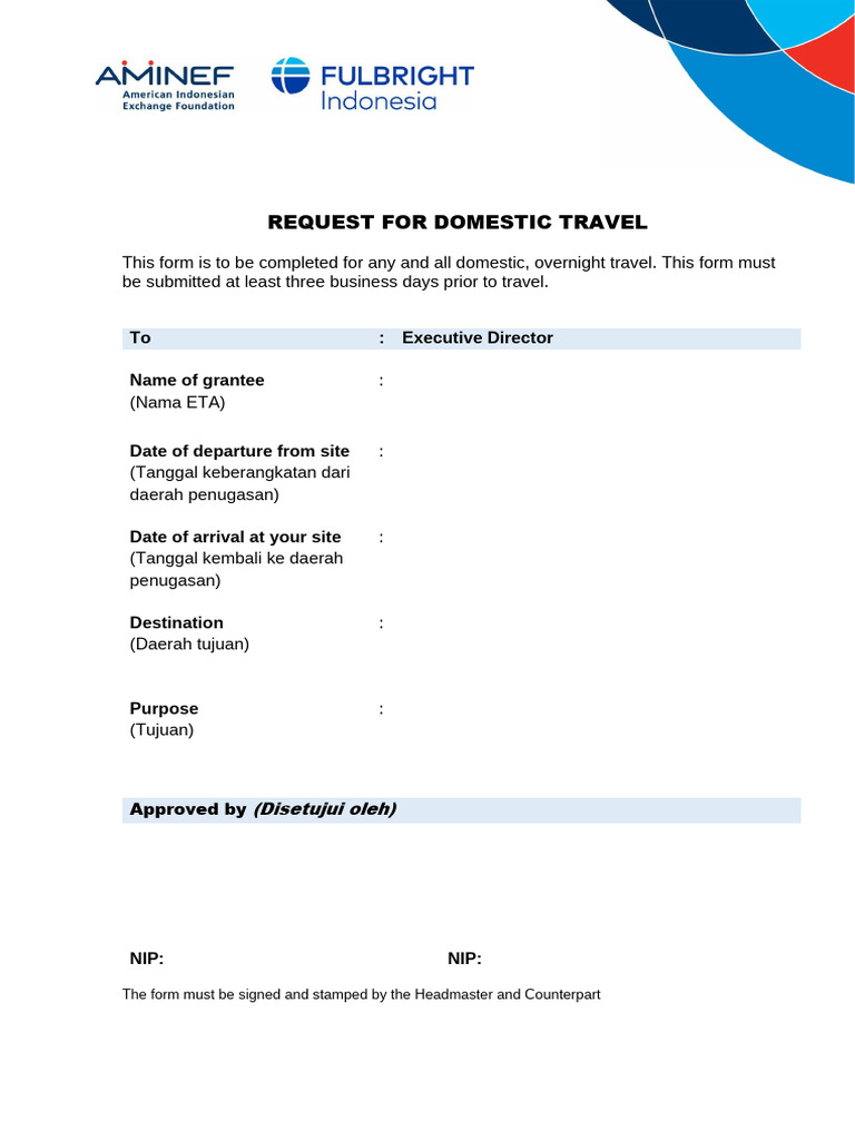 Domestic Travel Form - ETA 2024 | PDF | Finance & Money Management