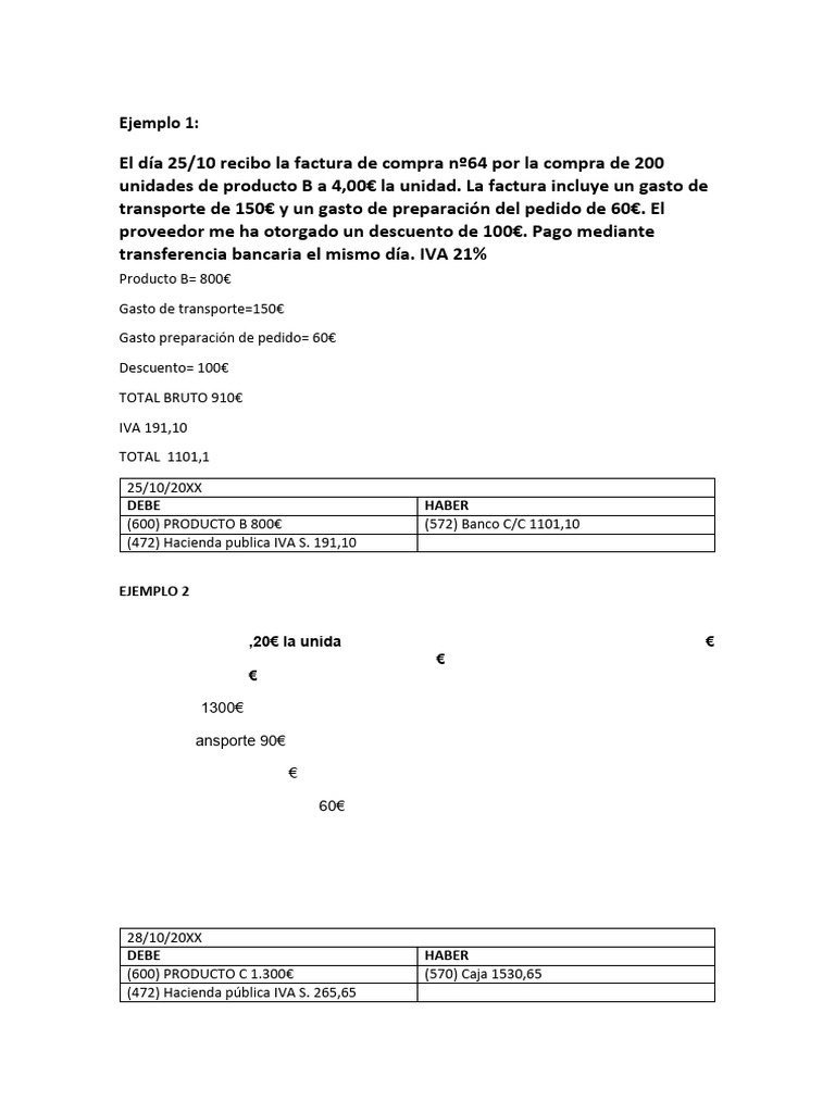 Ejemplos Asientos | PDF | Finanzas y dinero