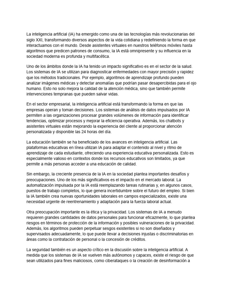 La Inteligencia Artificial y Su Influencia en La Medicina Moderna | PDF ...