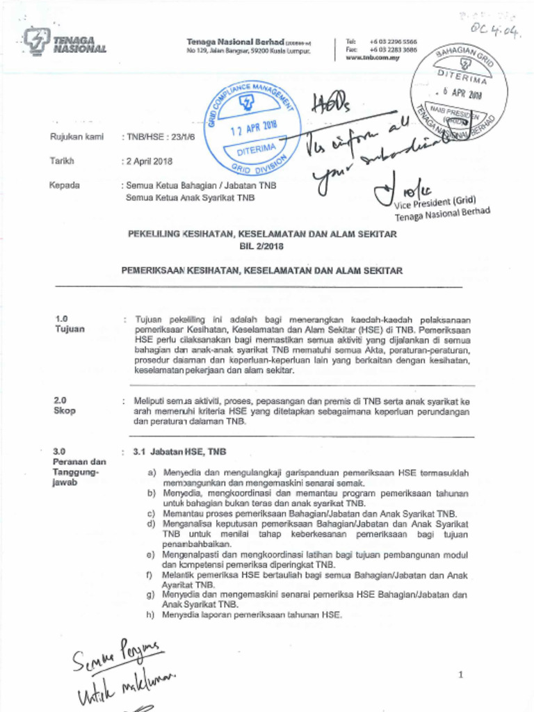 Pemeriksaan HSE-circular 2-2018 | PDF
