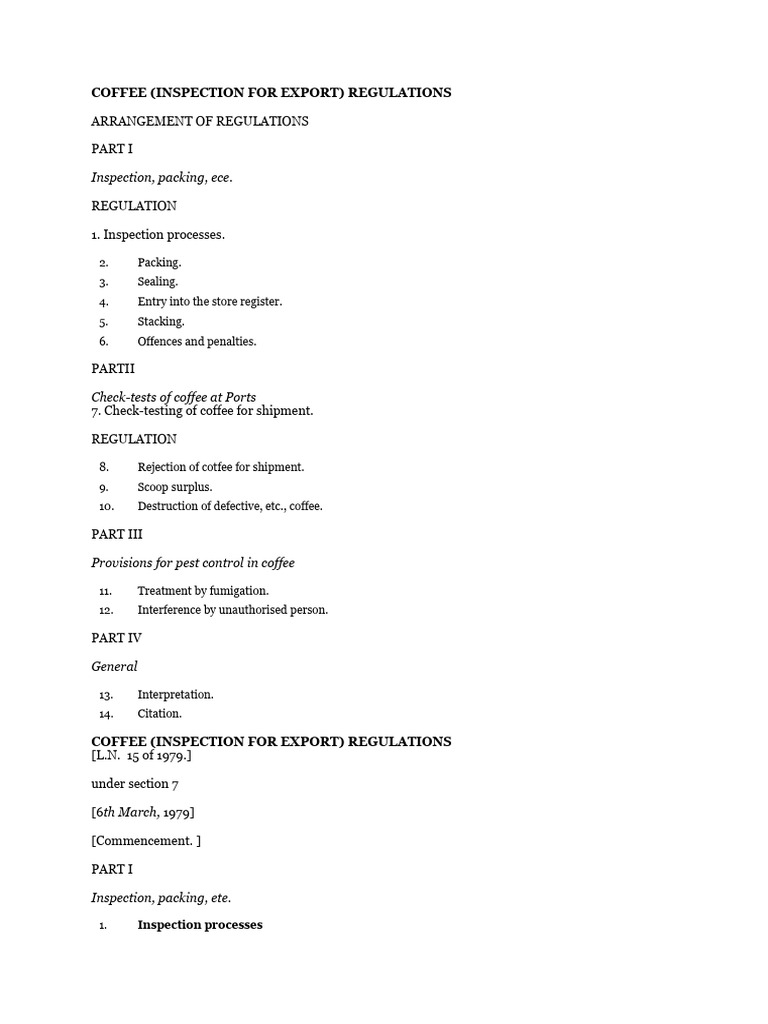 REG - Coffee Inspection Export | PDF | Coffee | Justice