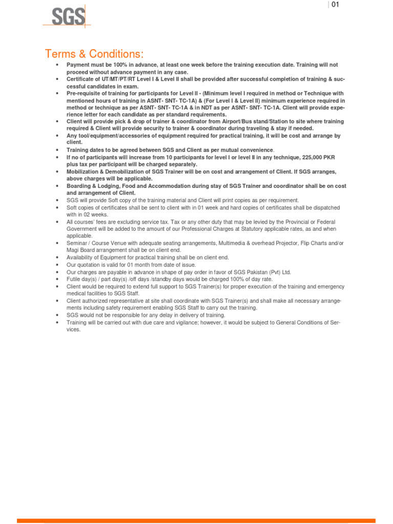SGS Training Academy Terms &amp; Conditions | PDF | Payments | Taxes