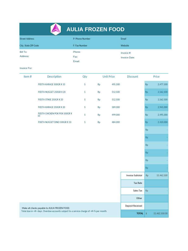 AULIA FROZEN FOOD | PDF | Invoice | Accounting