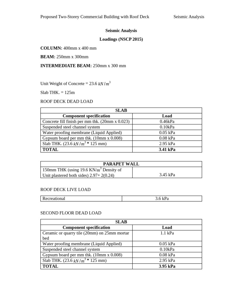 Seismic Analysis for Two-Storey Building | PDF | Concrete | Materials