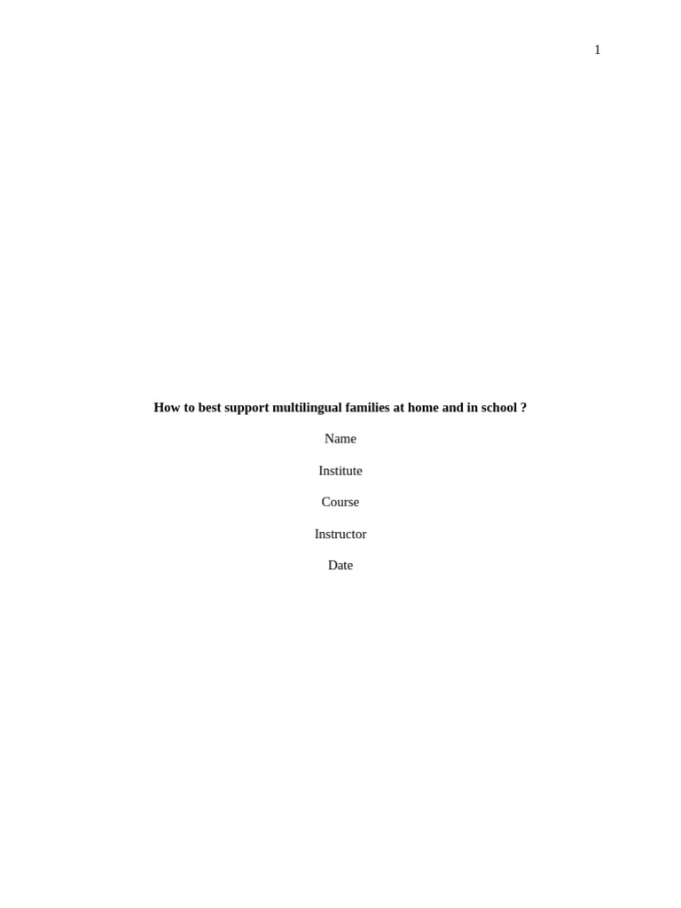 How To Best Support Multilingual Families at Home and in School | PDF ...