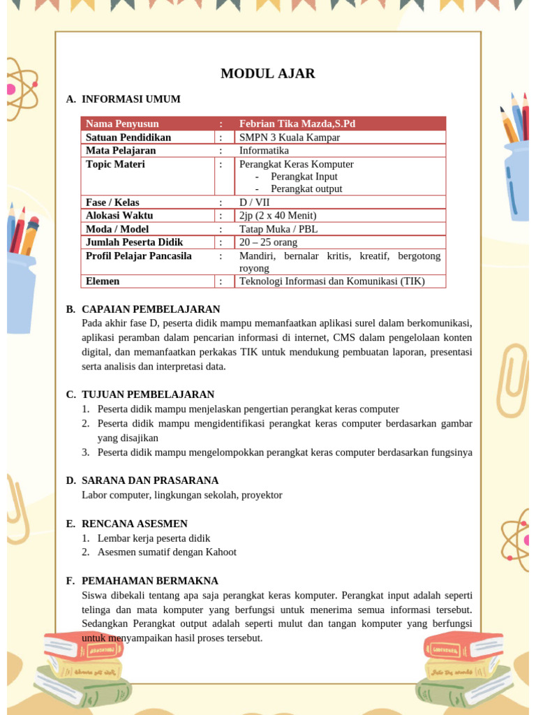 Modul Ajar Informatika Kelas 7 | PDF | Karier & Perkembangan | Komputer