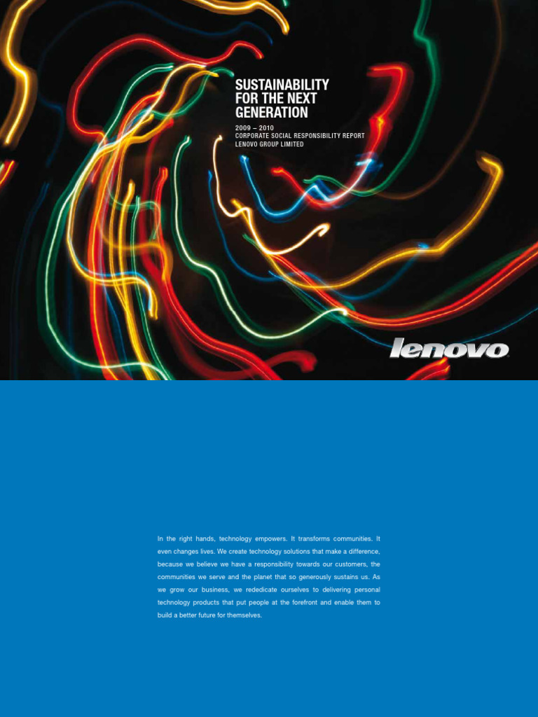 Fy2010 Lenovo Sustainability Report Pdf Lenovo Employment