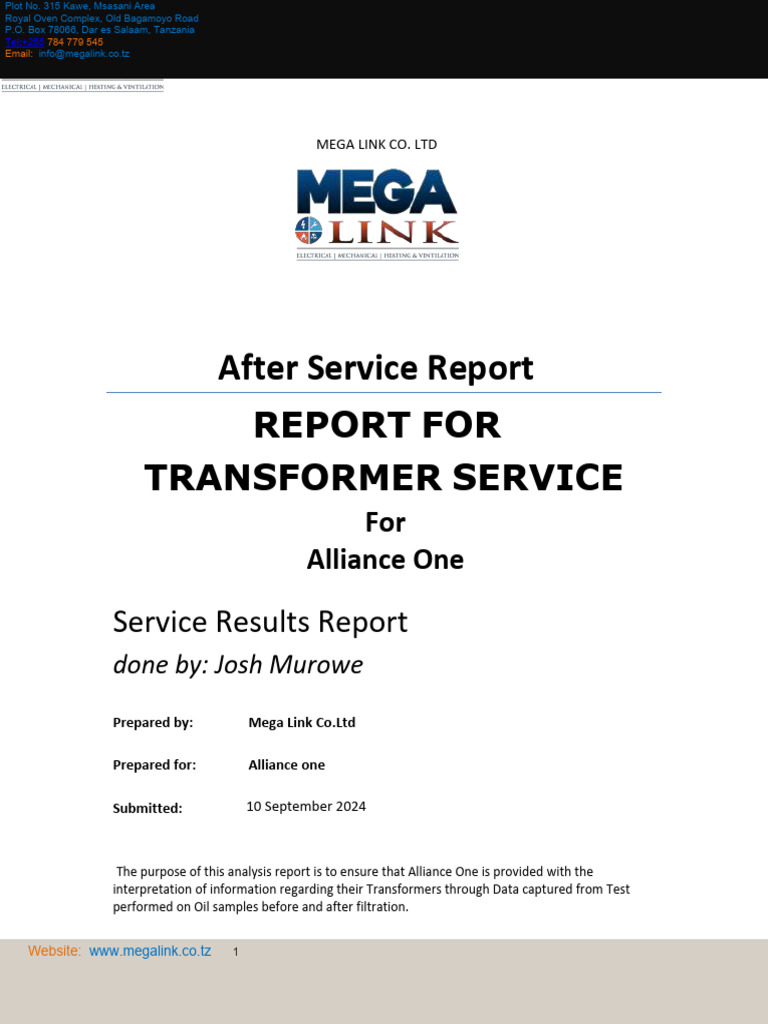Transformer Service Report Analysis | PDF | Transformer | Insulator ...