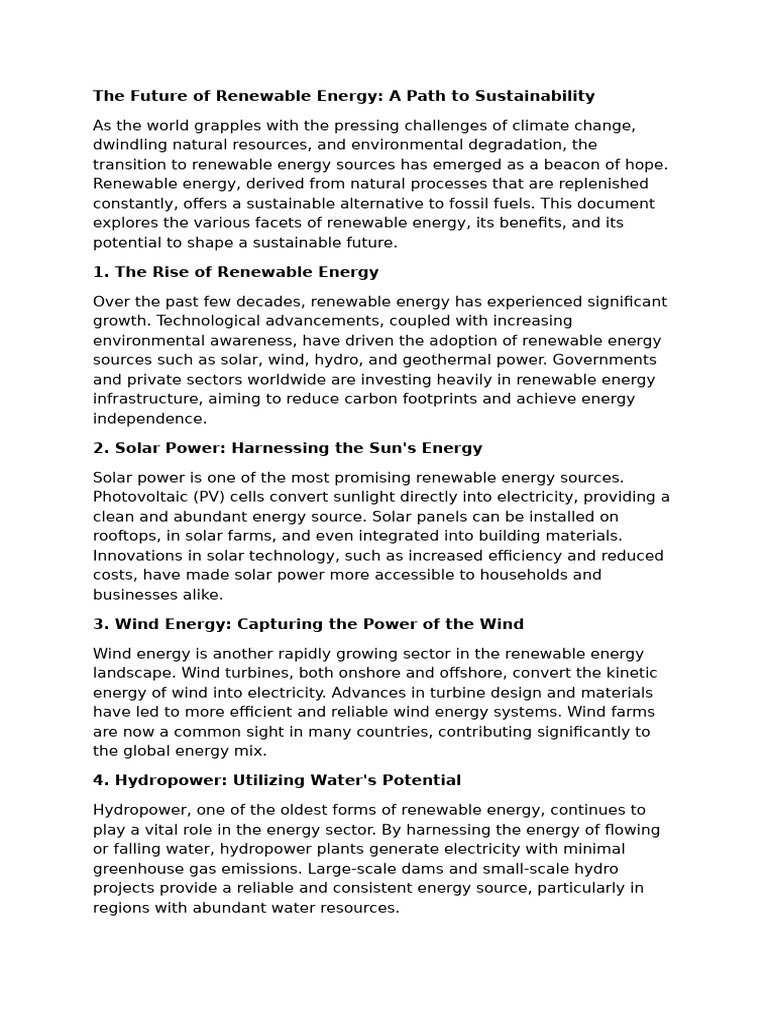 Future of Renewable Energy Insights | PDF | Renewable Energy | Energy ...