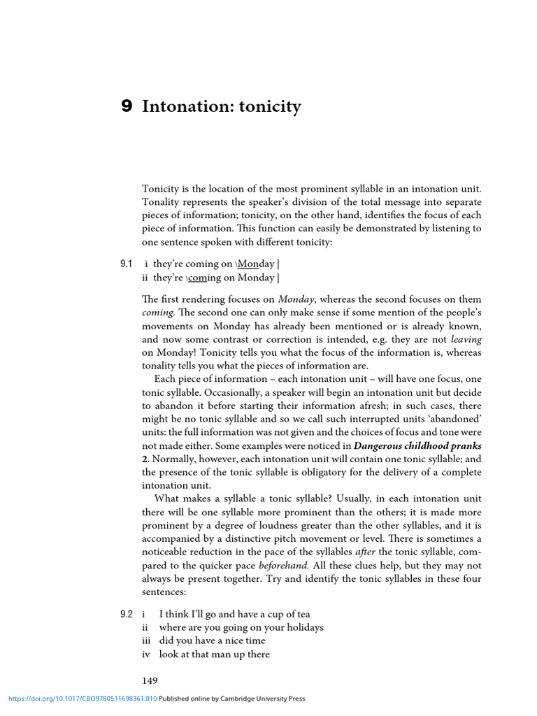 Understanding Tonicity in Intonation | PDF | Lexical Semantics | Stress ...
