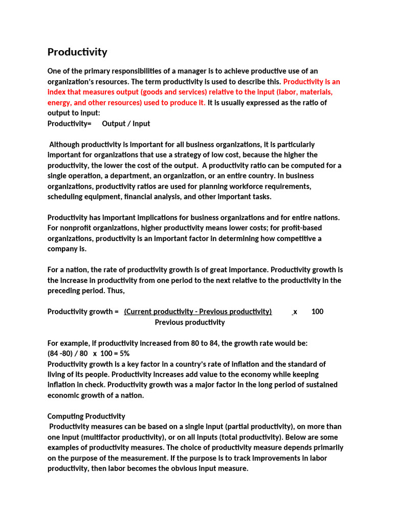Understanding Productivity Metrics and Importance | PDF | Factors Of ...