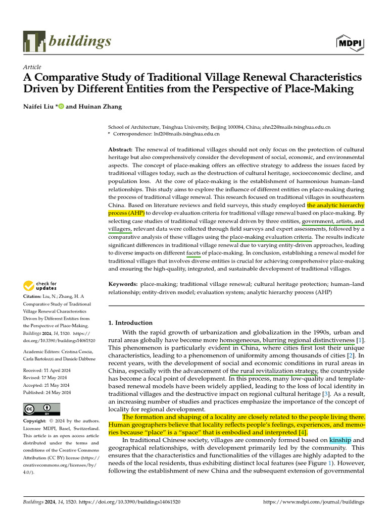 A Comparative Study of Traditional Village Renewal Characteristics in ...