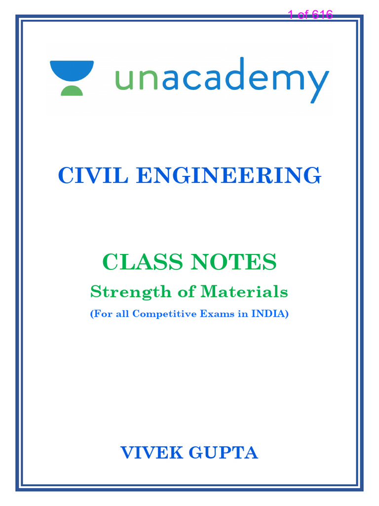 Som Notes Vivek Gupta 22.6.22-1 | PDF | Stress (Mechanics) | Bending