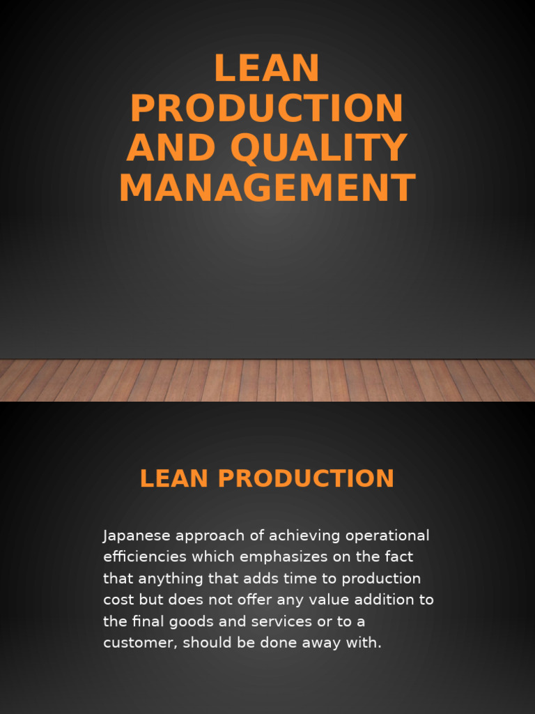 Lean Production and Quality Control Insights | PDF | Lean Manufacturing ...