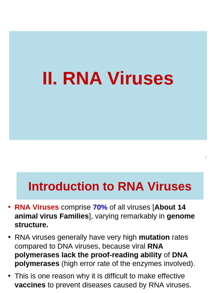1 Systematic Virology - RNA 2021A | PDF | Sense (Molecular Biology) | Virus