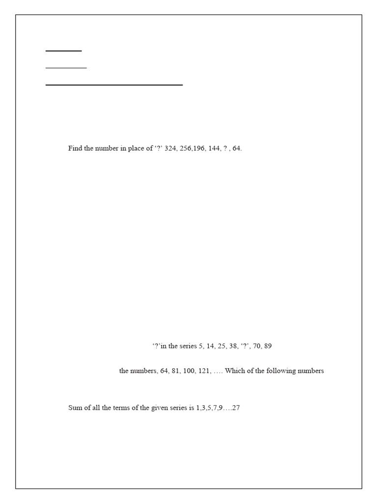 Complete Series Of Numbers