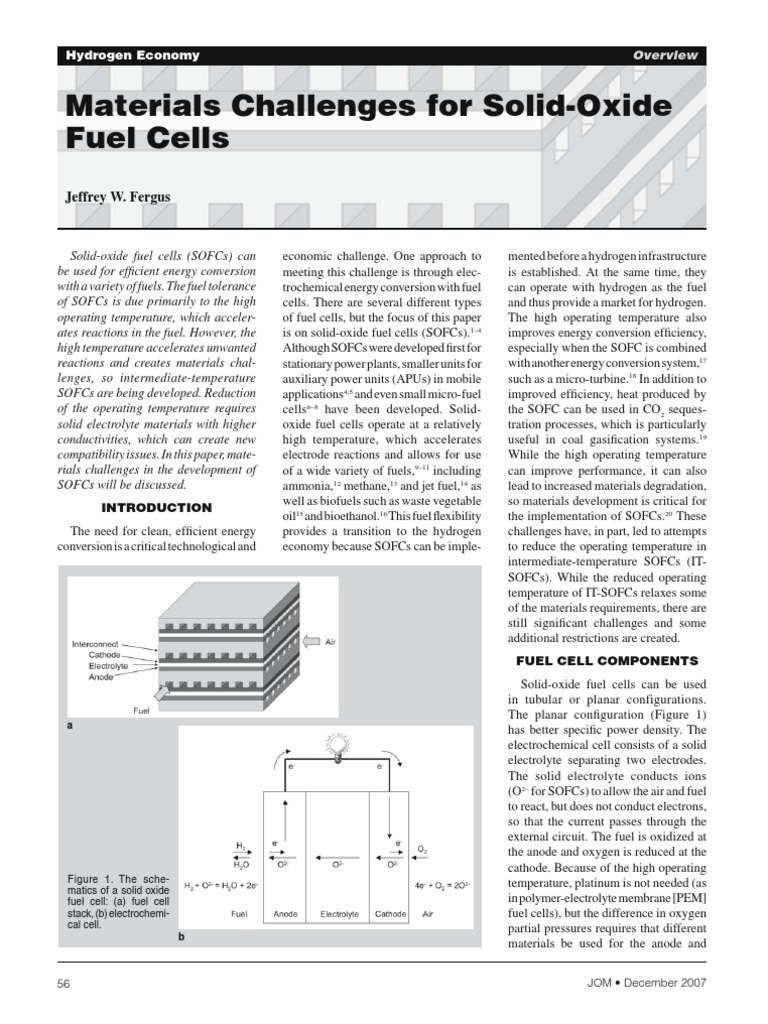 Materials Challenges For Solid-Oxide Fuel Cells | PDF | Solid Oxide ...