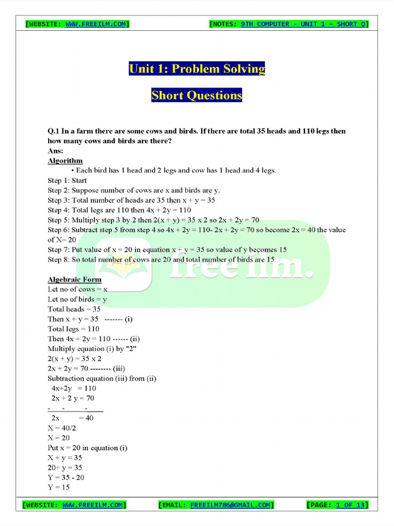 9th Comp CH 1 SQ | PDF